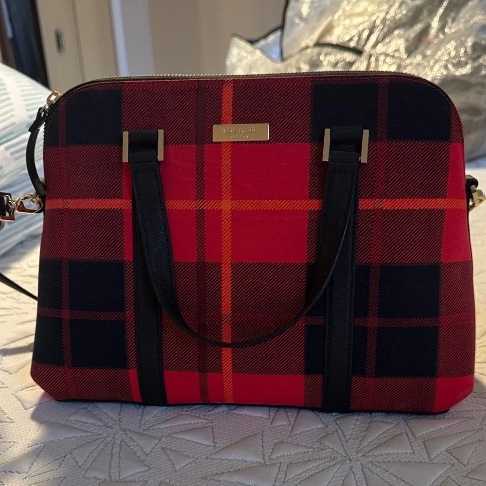 Kate Spade Red and Black Checkered Satchel